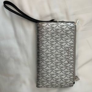 Michael Kors black and silver wristlet